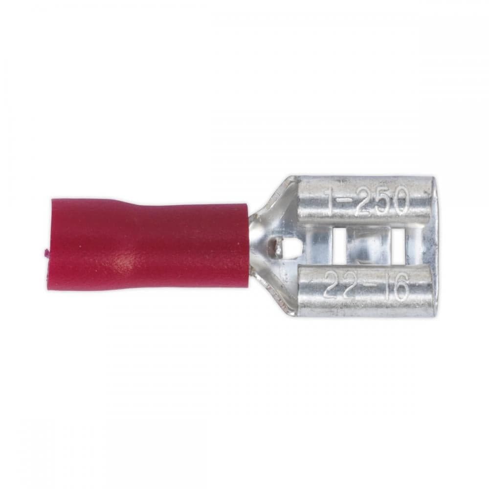 Sealey RT21 Push-On Terminal 6.3Mm Female Red Pack Of 100