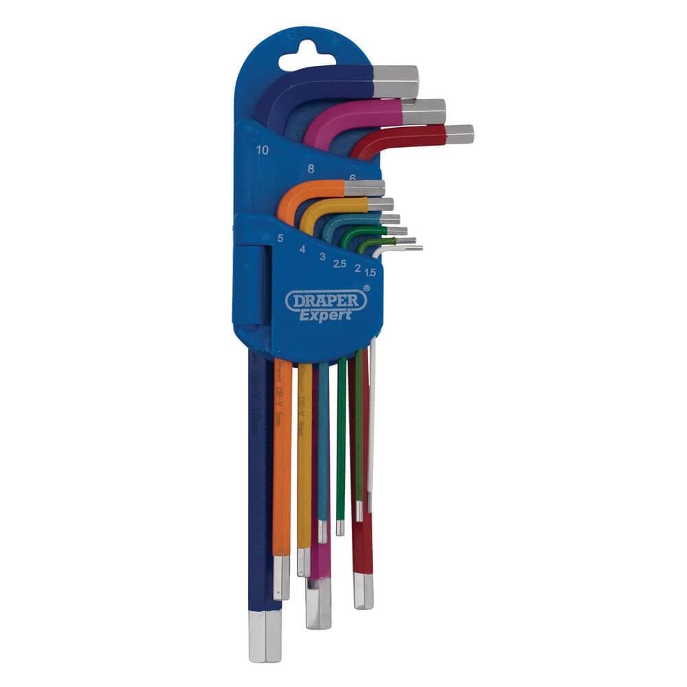 Draper Expert 04905 Metric Long Arm Hex Key Set Colour Coded (9 Piece) 1