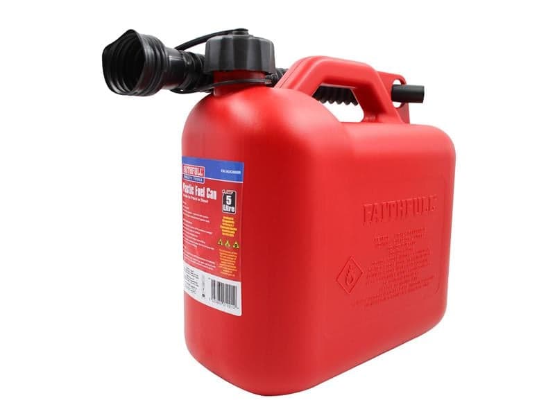 Faithfull Plastic Fuel Can Red 5 Litre