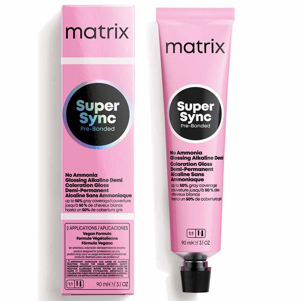 Matrix Super Sync Pre-Bonded Glossing Alkaline Demi-Permanent Hair Colour in 4BR Brown Red Warm, 90ml