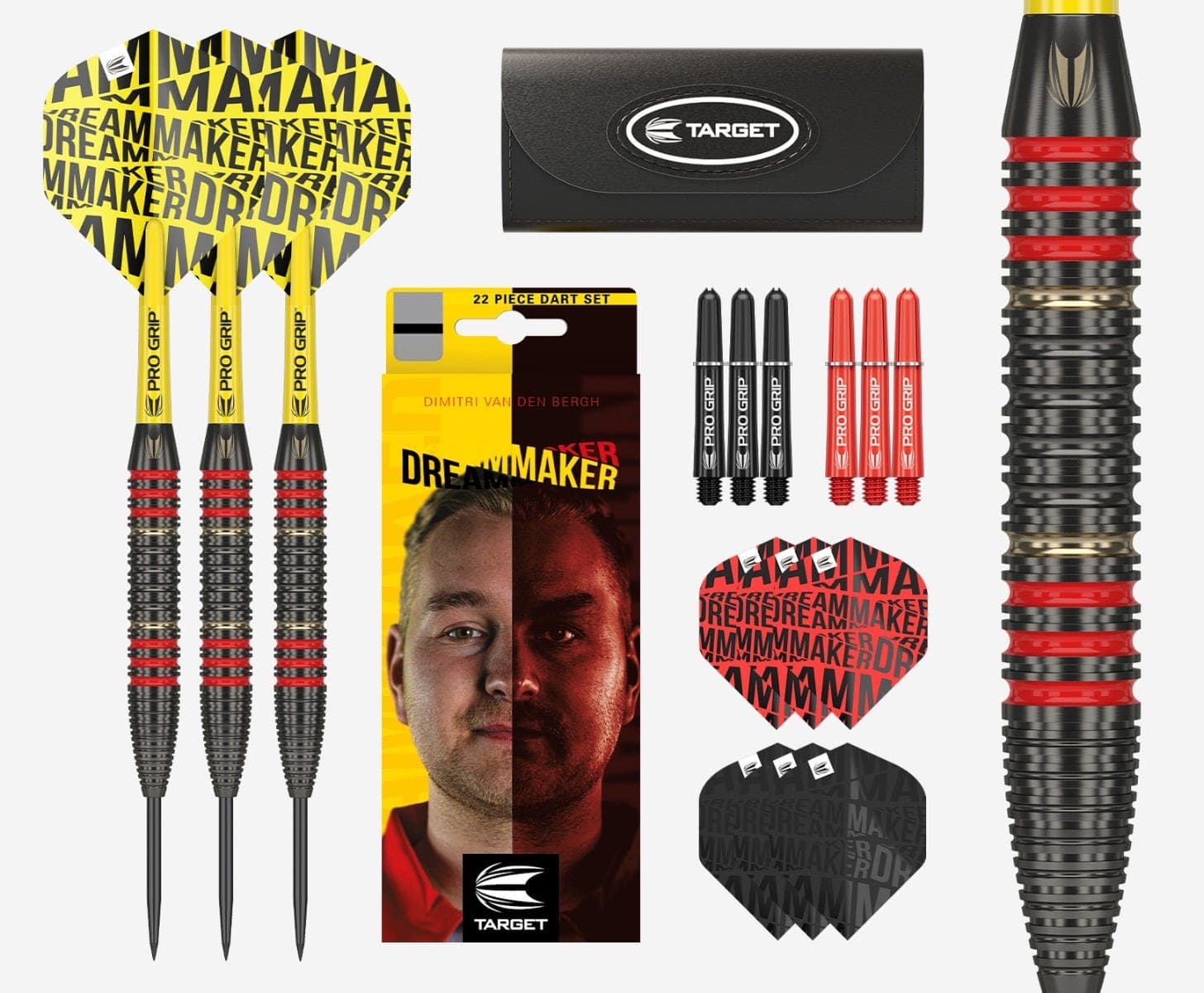 Target Darts Dimitri Van den Bergh Brass 22g Steel Tip Darts Set