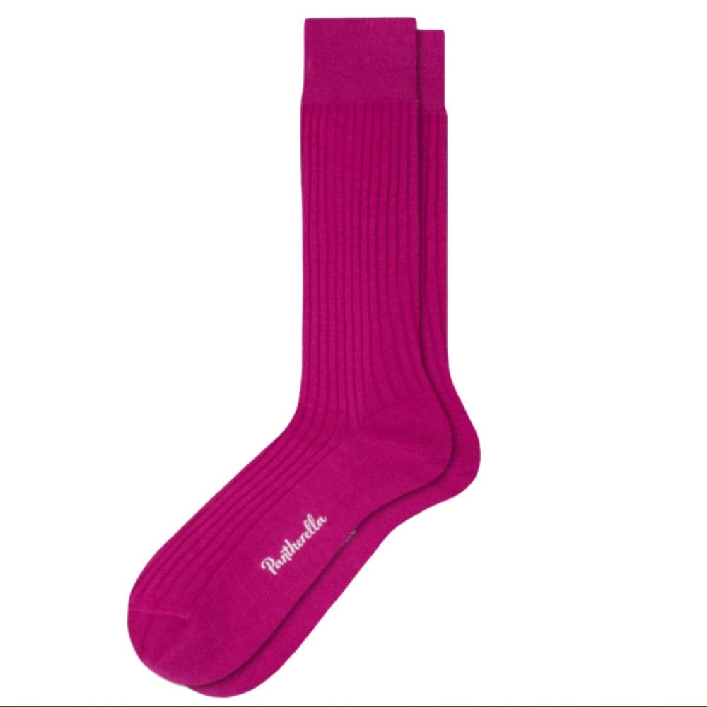 Pantherella Danvers Plain Fuchsia Pink Luxury Mercerised Egyptian Cotton Men's Socks - Medium Size 7.5 to 9.5 Size: Size: Medium