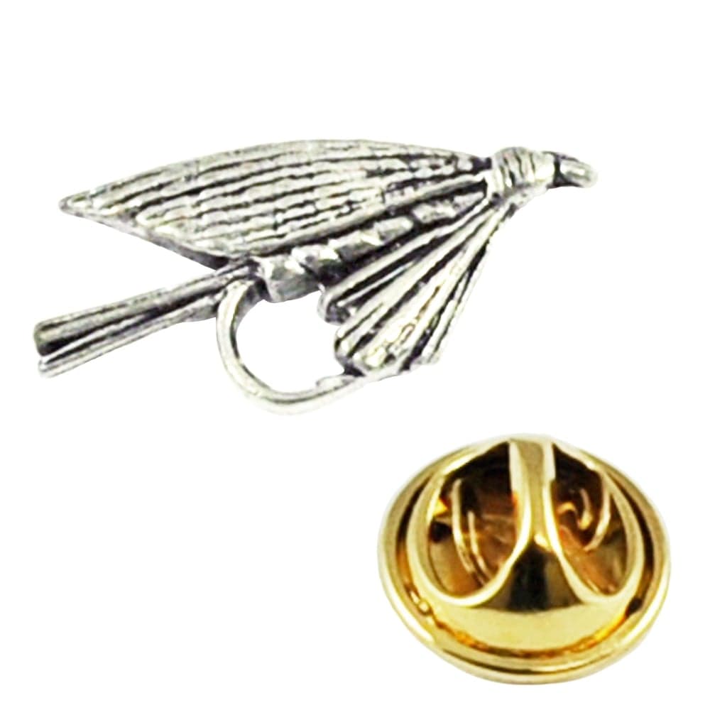 Small Fly Hook Fish Fishing English Pewter Lapel Pin Badge