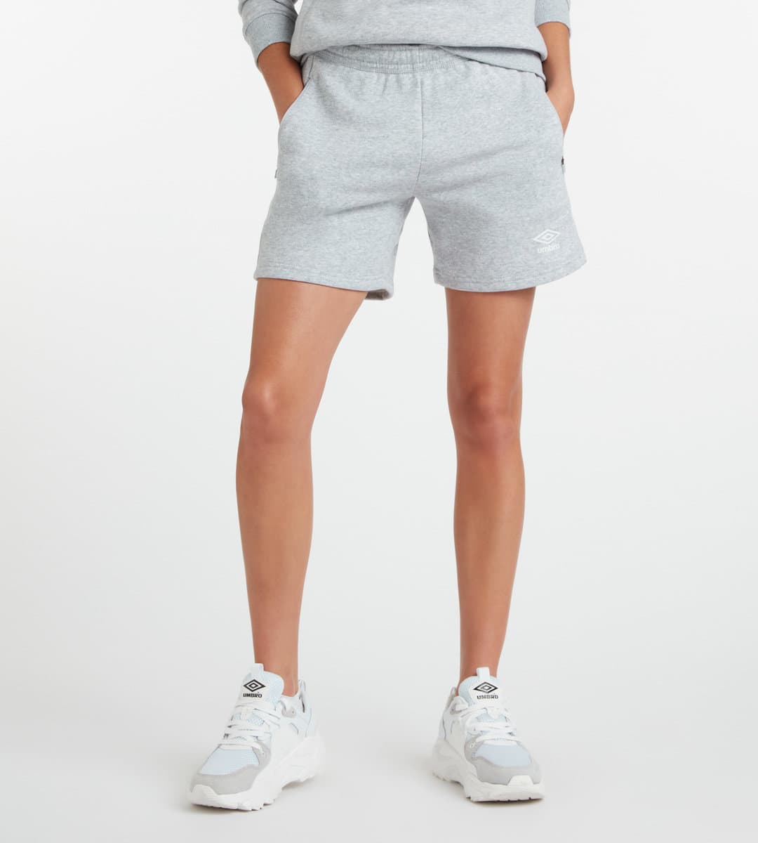 Umbro Club Leisure Women's Jog Short - Grey Marl/white
