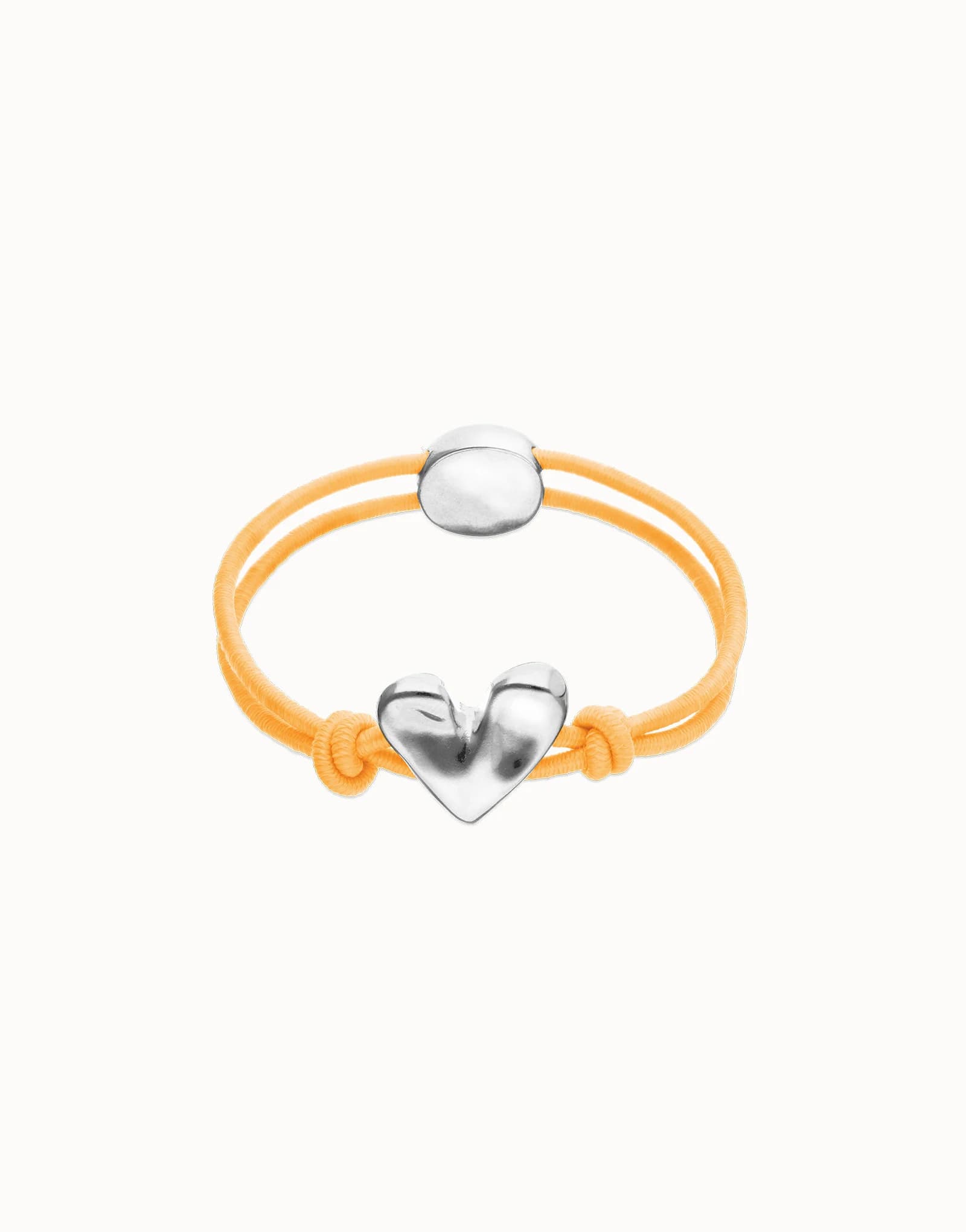 Orange elastic thread bracelet with heart
