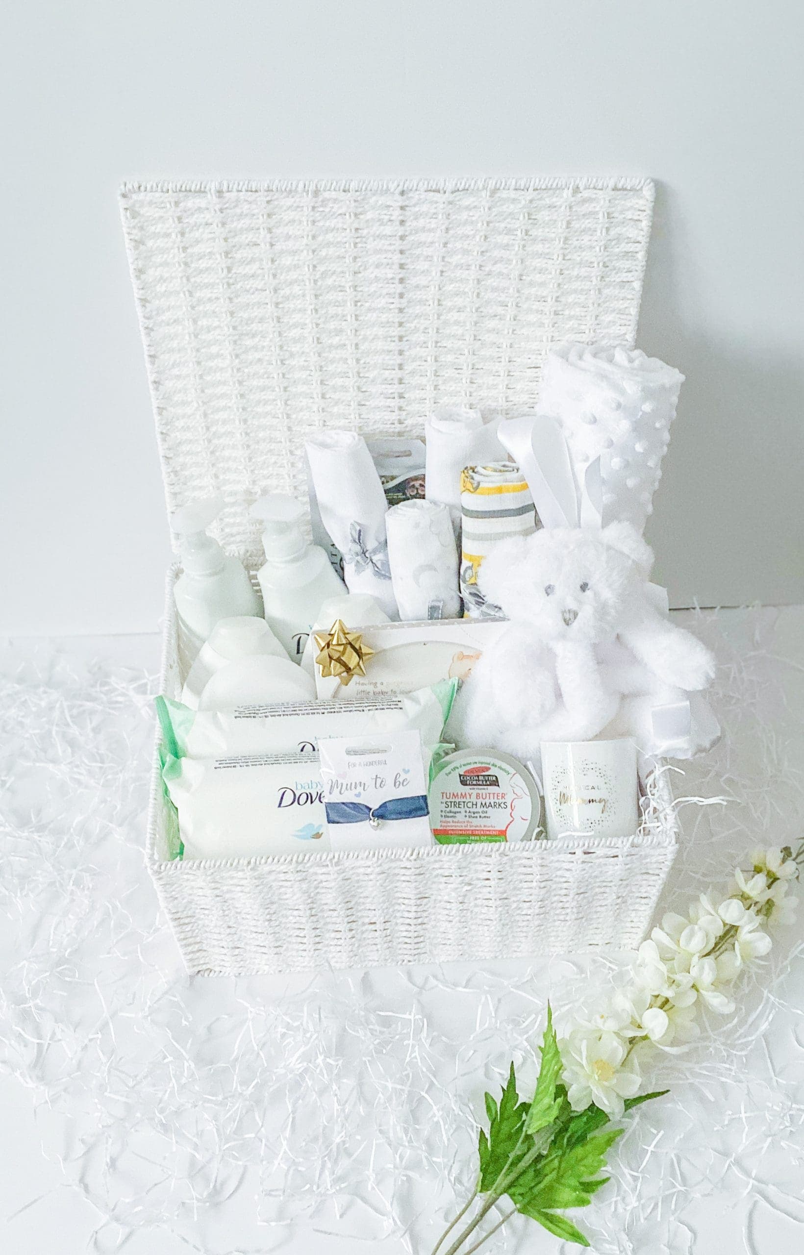 Large Luxury Essentials Baby Gift Hamper Baskets Dusty Pink