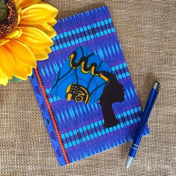 Blue Headwrap Woman Lined Notebook Flame Gele inspired