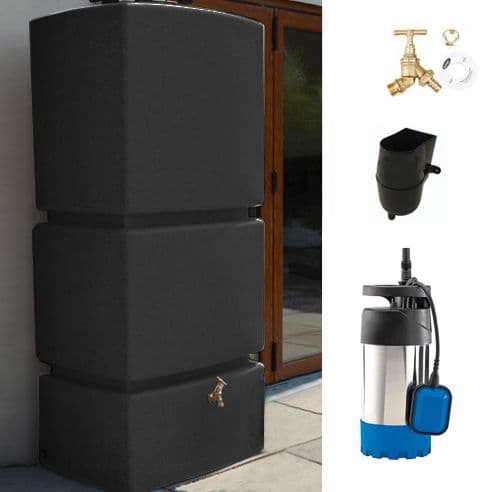 825L Vertical Slim Line Rainwater Tank in Black MDPE (Medium Density Polyethylene)