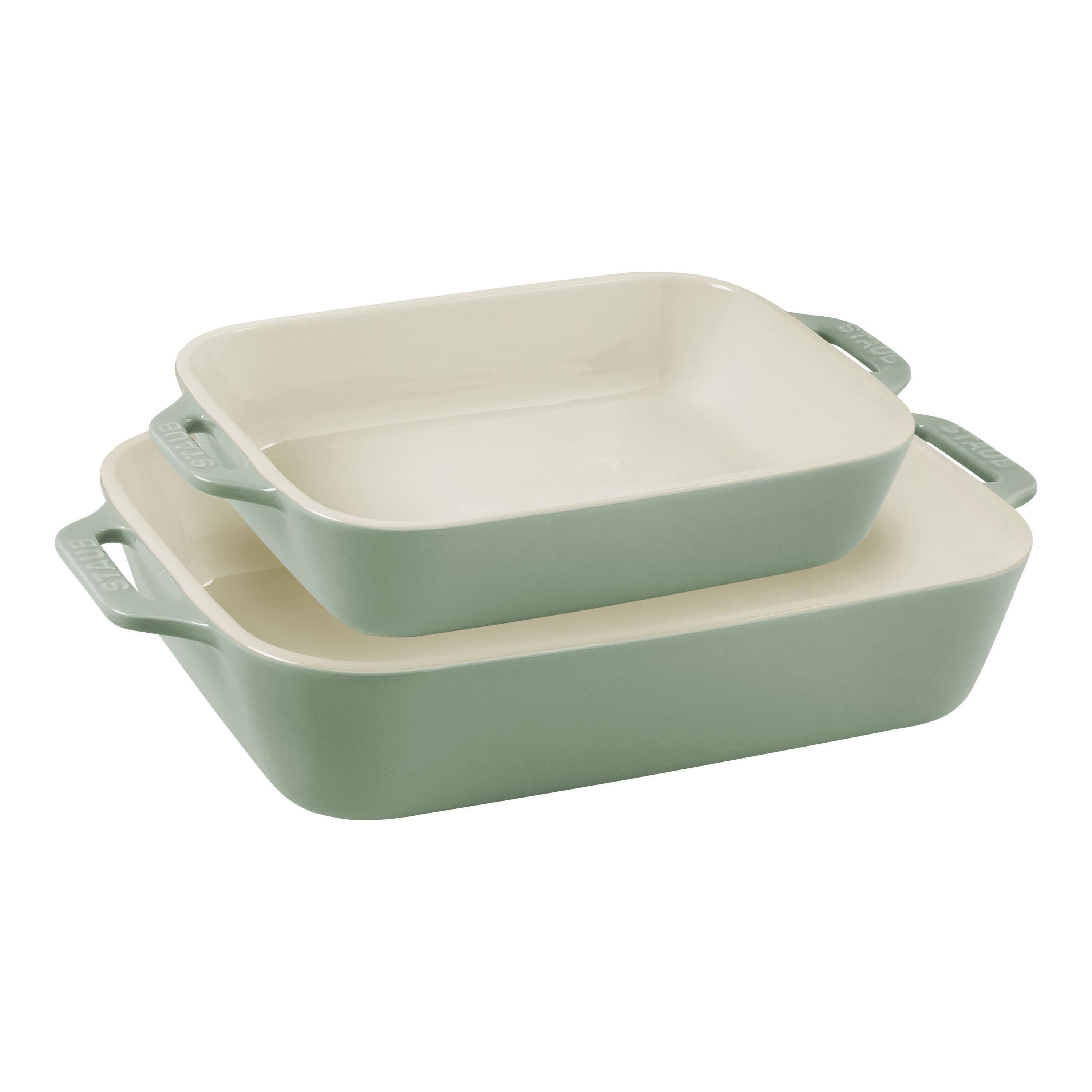 Staub Ceramique 2-pcs rectangular ceramic Ovenware set eucalyptus
